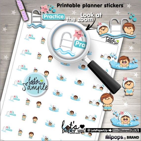 60%OFF Swimming Stickers Printable Planner Stickers Swim