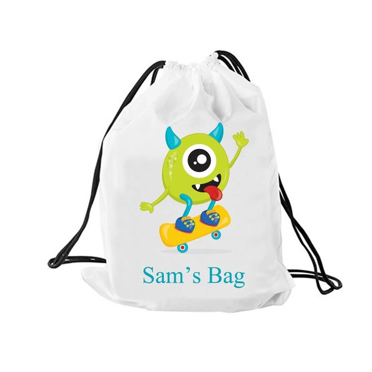 Personalized boys drawstring bag Personalised by cjcprint on Etsy