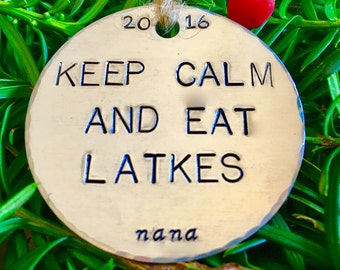 Keep Calm and Eat Latkes/Funny Hanukkah Ornaments/Latkes/Keep Calm/Funny Ornaments/Funny Chanukah/Funny Hanukkah/Chrismukkah Ornaments
