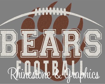 Bears Football Paw Print Design Pattern Graphic Design Instant Download EPS SVG DXF Cutting Files Cameo