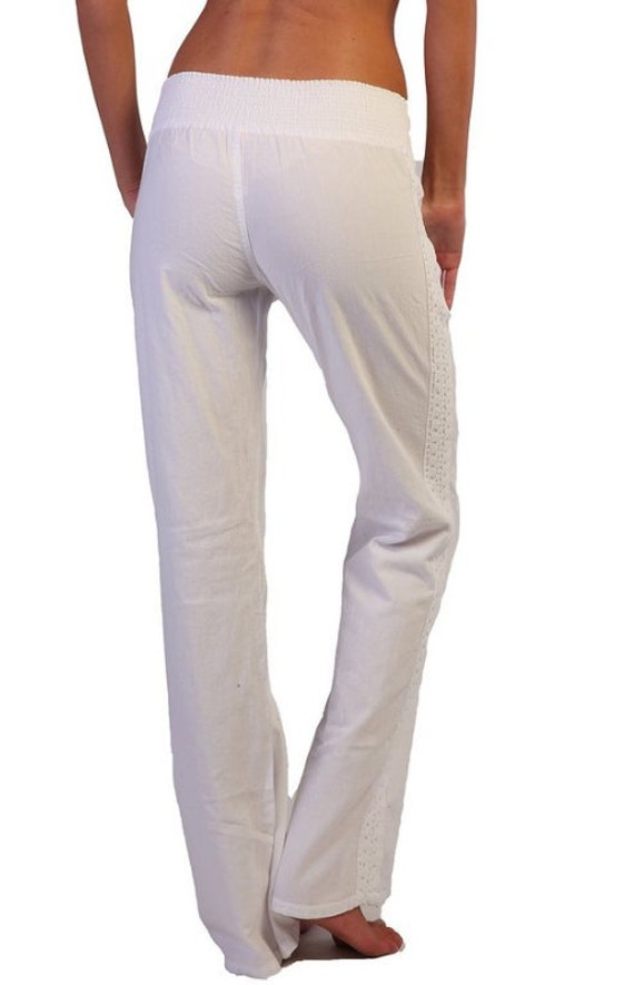 white beach pants