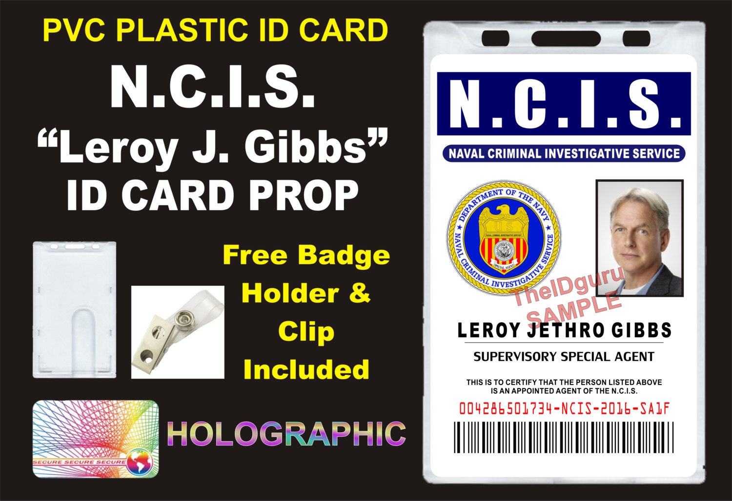 N.C.I.S. Leroy Jethro Gibbs NCIS ID Badge / Card Prop PVC