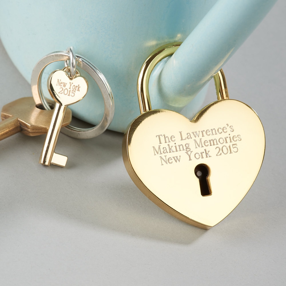 Love Lock and Keyring with Two Keys-Engraved Love Lock and Key-Lock for bridge-Love lock for bride and groom-gift for bride and groom