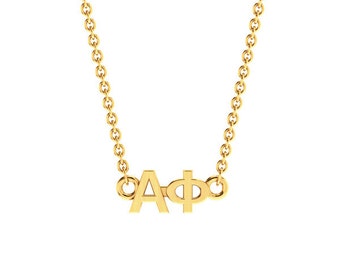 Alpha Phi Necklace, Yellow Gold Horizontal Lavalier, Available in all Sororities!