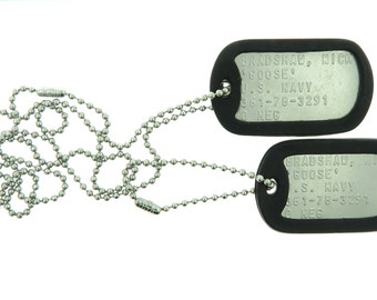 Top Gun Nick Bradshaw "Goose" Stainless Steel Military Dog Tag Set Movie Prop Halloween Costume
