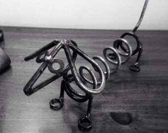 Mini weiner dog, metal sculpture, yard art, garden decor