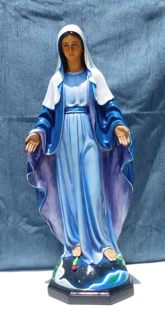 Virgin Mary Statue Hand-painted Religious by TheArtisticSide