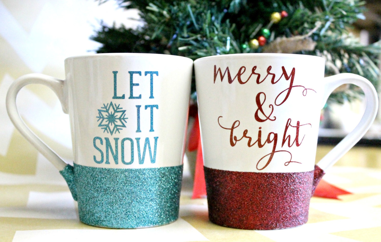 Christmas Coffee Mug Set Glitter Mug Christmas Glitter Mug