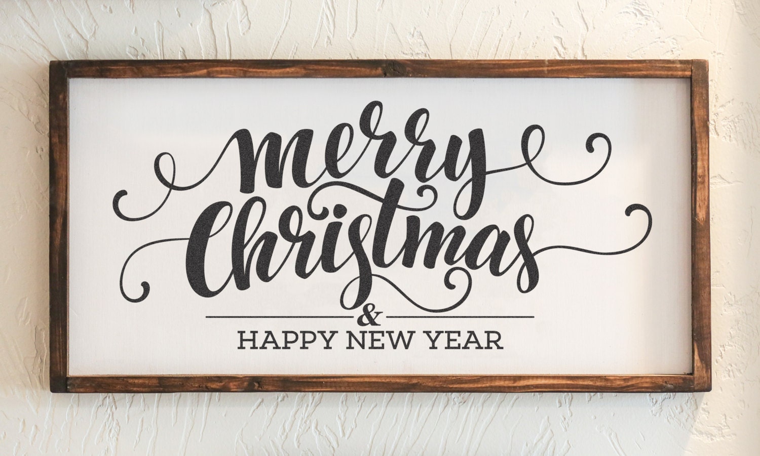 Merry Christmas Happy New Year Wood Sign