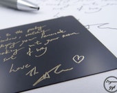 Wallet Card Custom Etched Steel Metal Card - Personalized Wallet Insert - We can replicate your actual handwriting or drawing replica
