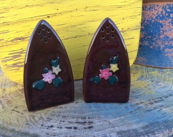 Decorated Iron Salt & Pepper Shakers, Set, Made In Japan