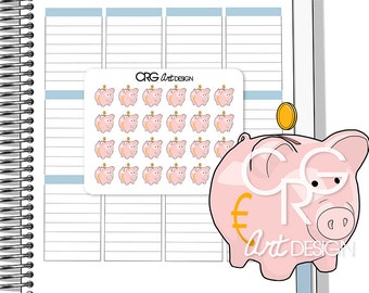 EURO Piggy Bank Stickers (EUR) | Planner Erin Condren Plum Planner Filofax Sticker