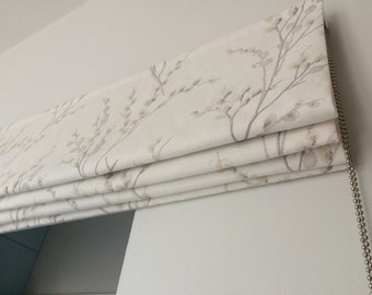 Laura Ashley Pussy Willow Roman Blind - made to measure - Off white/dove grey