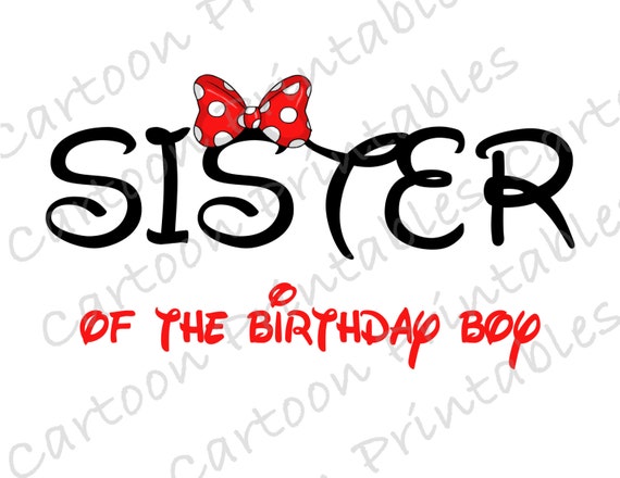 Mickey Mouse Sister of The Birthday Boy IMAGE Printable Clip Art Iron ...