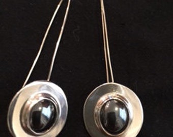 Hematite and Sterling Silver Earrings on a stem