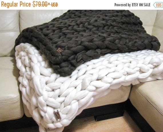 Giant Knitted Merino Wool Throw. Super Chunky Blanket. by ...