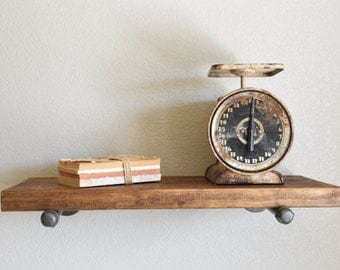Floating Shelf 10" Depth Industrial with pipe brackets, Wall Shelf, Wood Shelve, Rustic Shelf., Farmhouse Kitchen and Bath Shelve