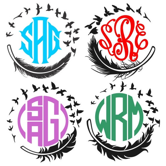 Download Feather Monogram Frame Cuttable Designs SVG DXF EPS use with