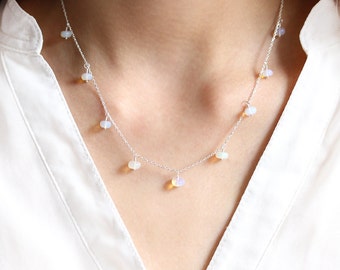 Floating Opal Necklace, Genuine Ethiopian Welo Opal, 925 Sterling Silver, Occasion Jewelry, Statement Necklace, October Birthstone, Gift Her