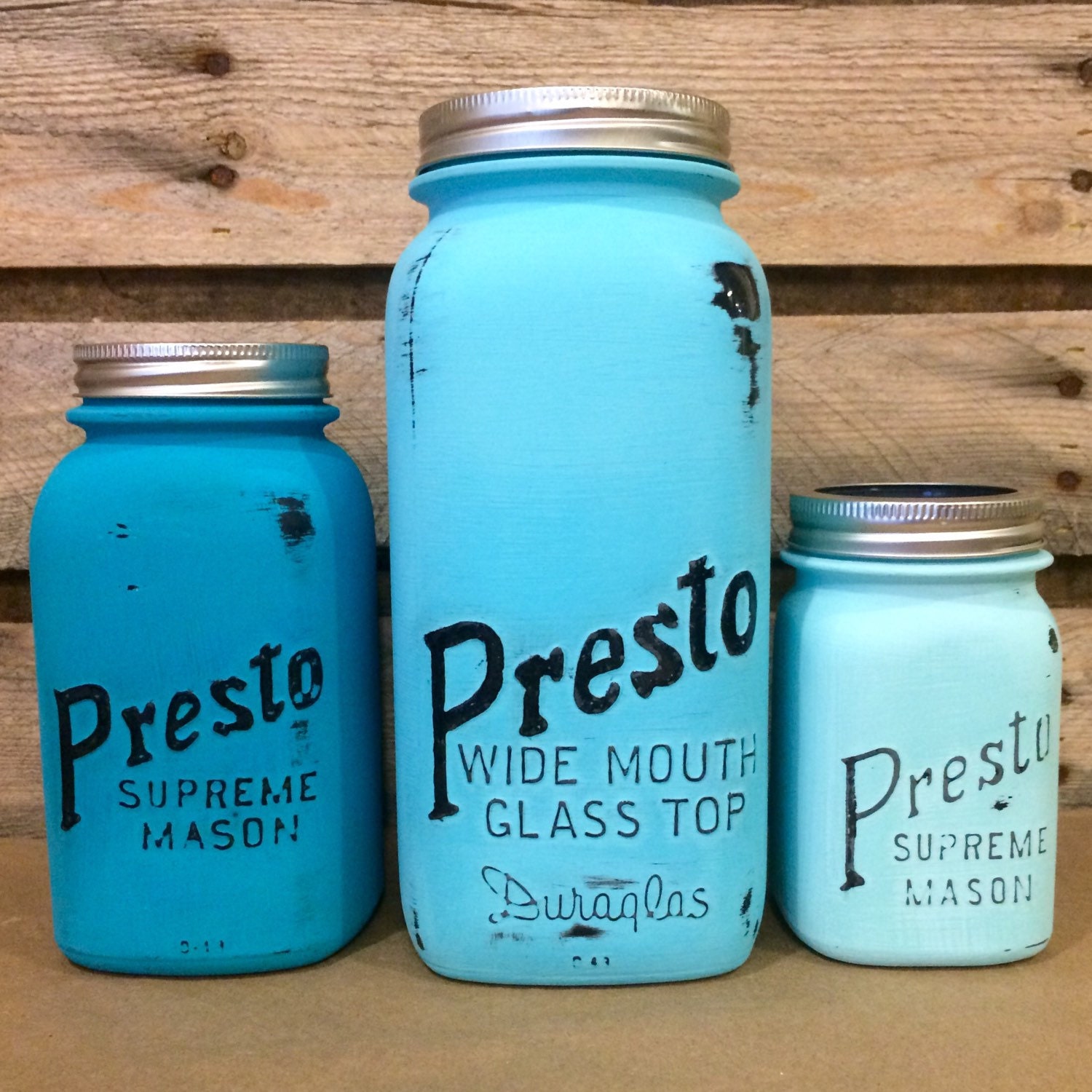 Mason Jar Kitchen Canister Set Vintage Turquoise Mason jars