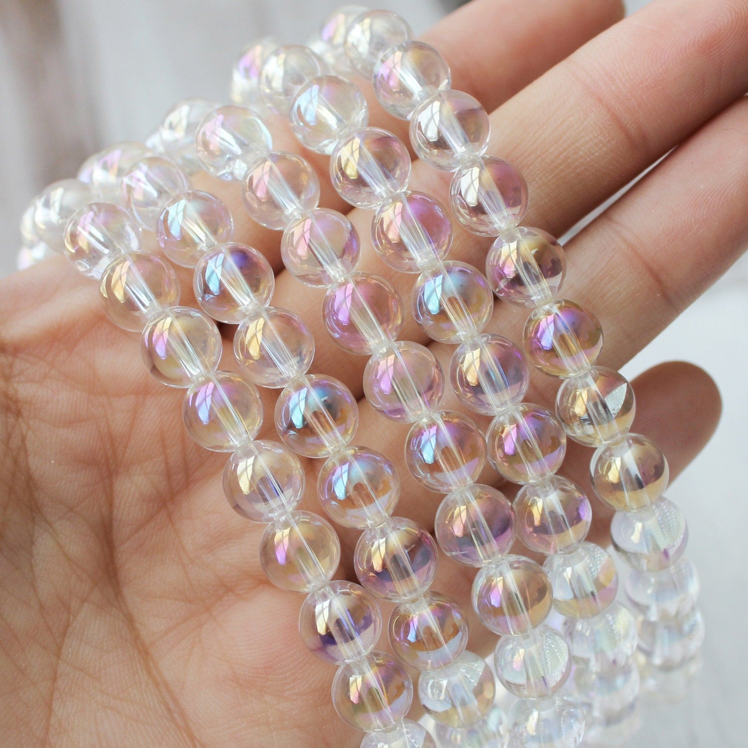 8mm Angel Aura Quartz Beads A Quality Natural Gemstone Opal