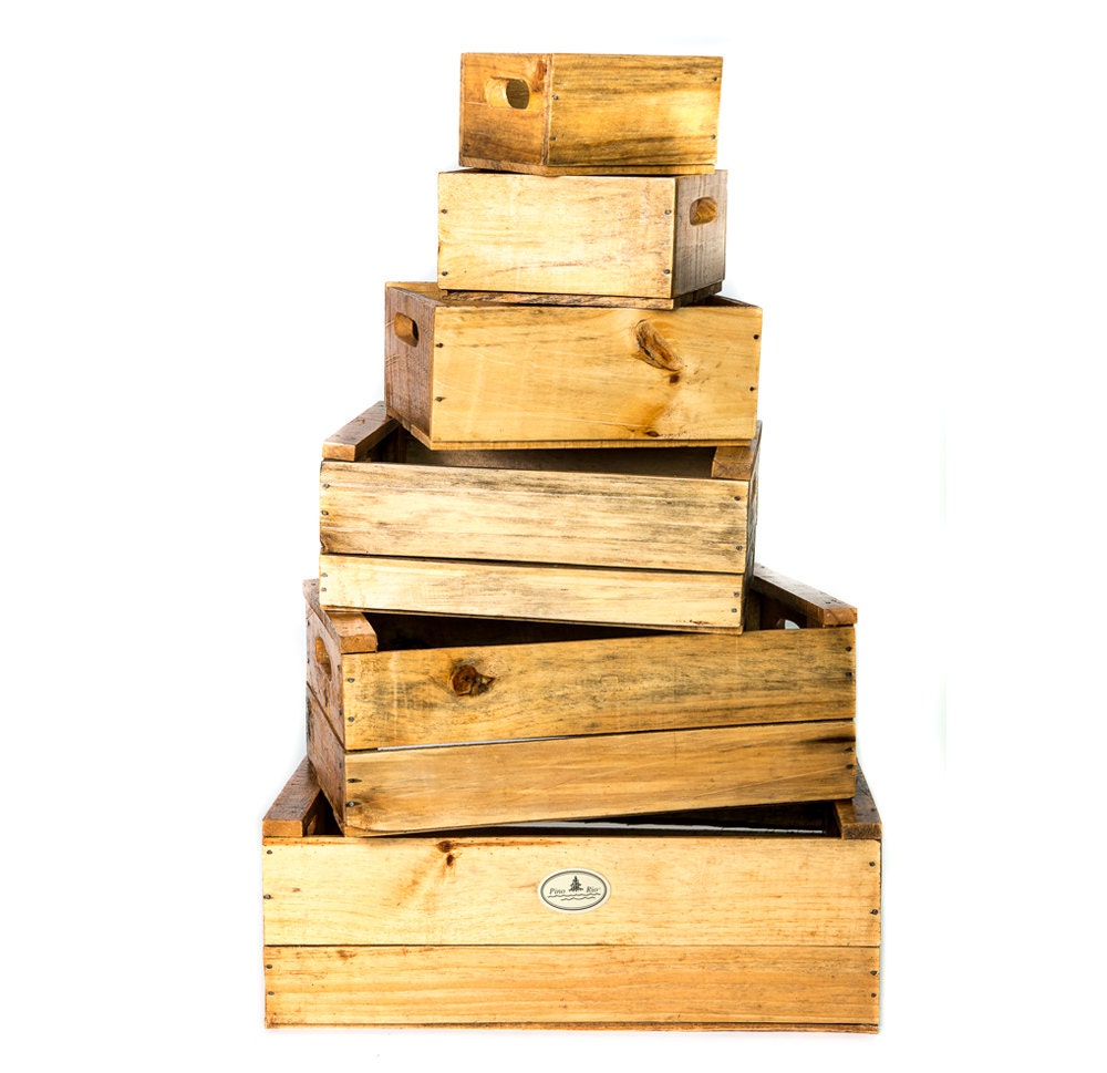 Wood Crate Set of 6 Rustic Home Decor Farmhouse Decor