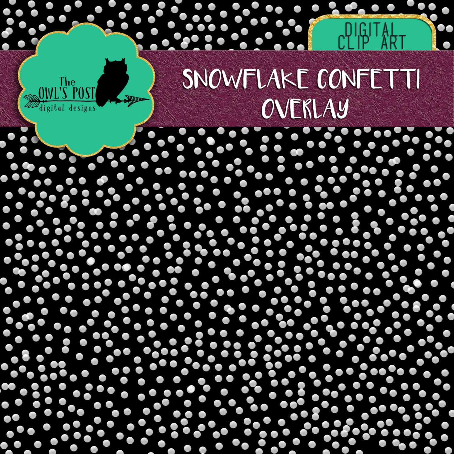 Download Digital White Dot Snow Confetti Overlay PNG Transparent