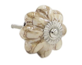 Marble Brown Decorative Ceramic Knob, dresser knob, ceramic pull, drawer pull - M326S