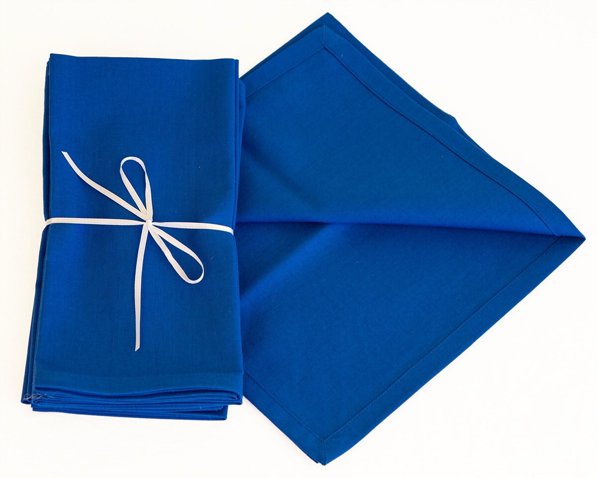 Royal Blue Cotton Napkins Set of Four 18x18 Inch Royal Blue