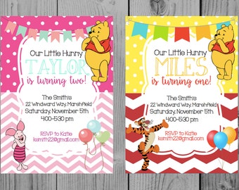 Custom Printable Winnie the Pooh Birthday Invitation Pooh Birthday Invitation Winnie the Pooh Party Winnie the Pooh Invitation