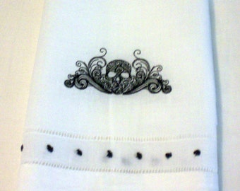Halloween Towel Embroidered Towel Skull Embroidered Guest Towel Bathroom Decor White Guest Towel Hand Towel Guest Halloween Towel Embroidered Towel Skull Embroidered Guest Towel Bathroom Decor White Guest Towel Hand Towel Guest