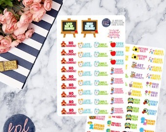 School Activities Planner Stickers. Set of 82. Perfect for Erin Condren Life Planners! 122