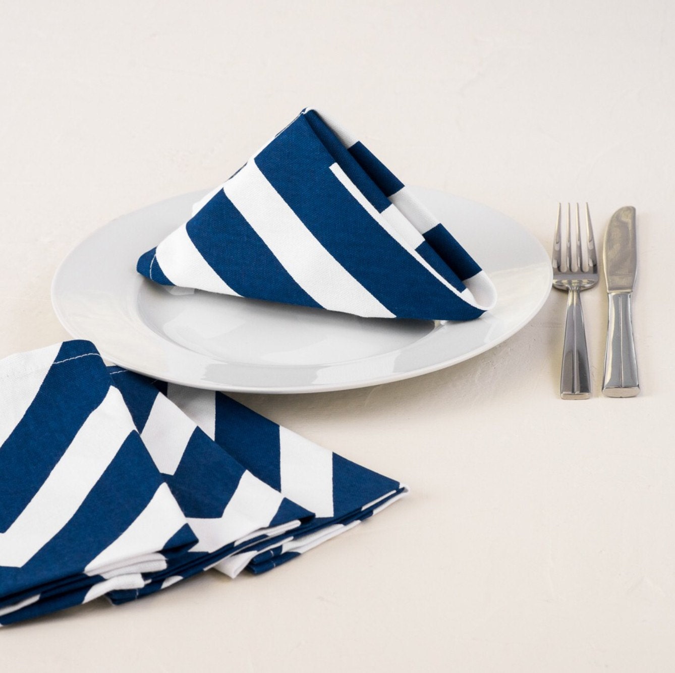 Huge sale Set of 50 or more navy blue striped napkins only