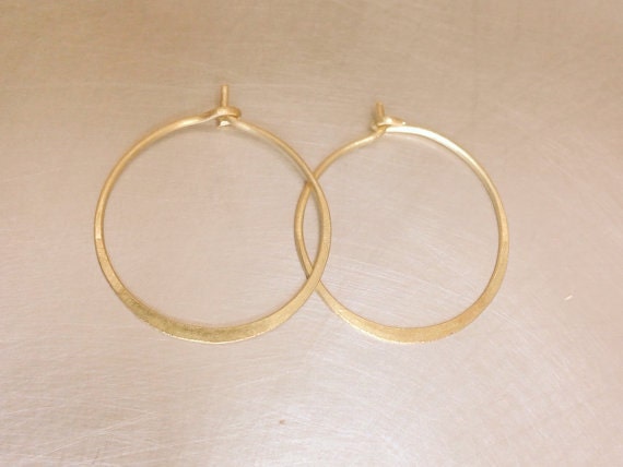 Small Gold 14k Hoop Earrings 16mm Thin Minimalist