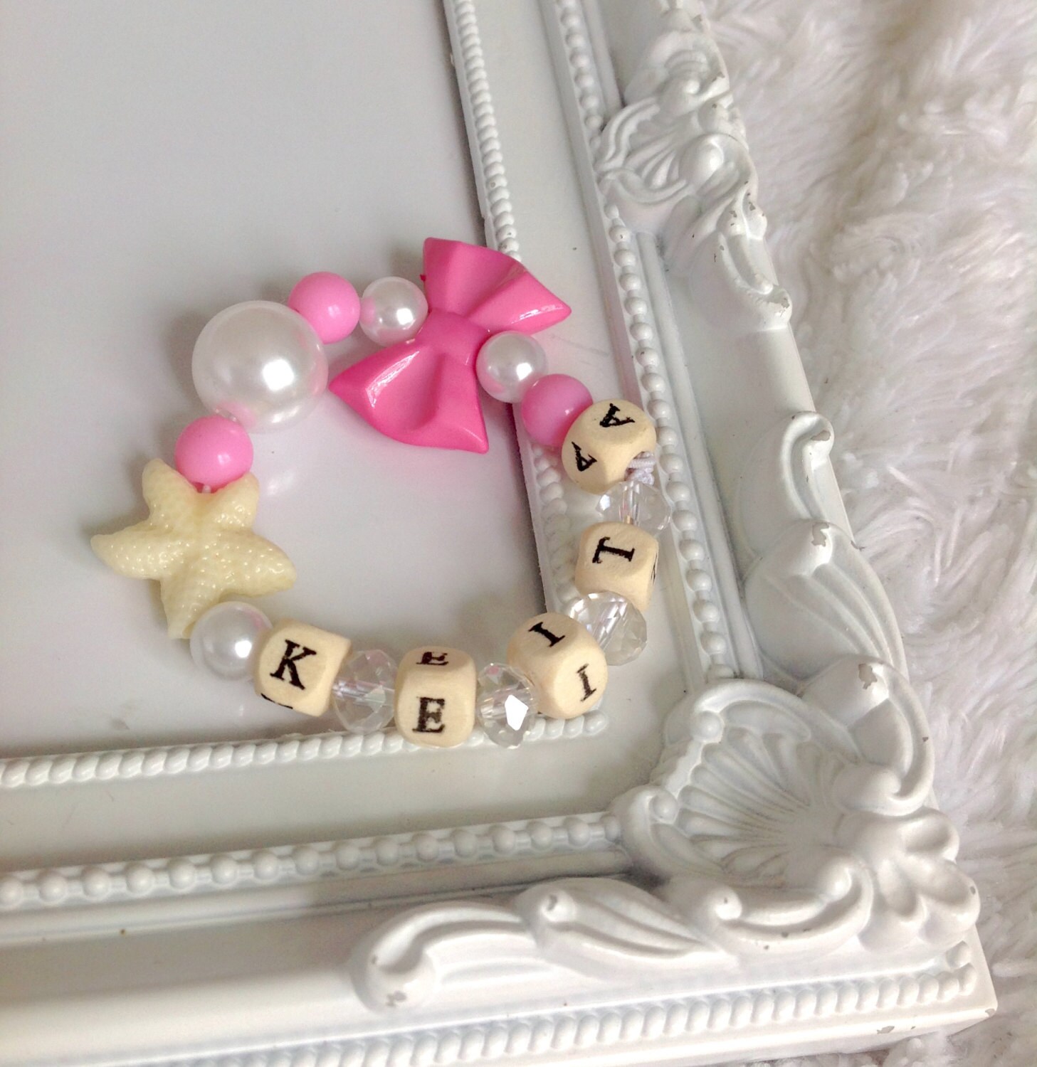 Pink Personalized Bead Bracelet for Girls Personalised Beaded
