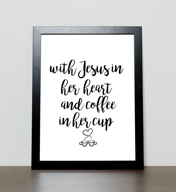 Instant printable Jesus and Coffee coffee art by freckledandfair