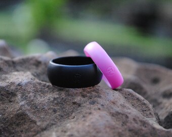 His & Hers Fit Ring Silicone Wedding Ring Flexible Rubber Wedding Band - FREE SHIPPING - Black,Blue,Aqua,Gray, Green,Red,Purple,Pink,White