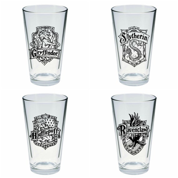 Harry Potter Inspired Pint Glass Set of 4 by FandomGlassware912