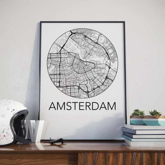 Amsterdam, Netherlands Minimalist City Map Print