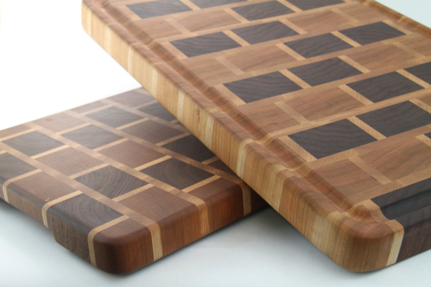 Handcrafted Wood Cutting Board End Grain Walnut,Cherry and