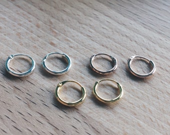 8mm Mix lot hoop earring, Tiny hoop earring package, Cartilage hoop, Three color hoop earrings Silver Gold and rose gold, Brow hoop (H58)