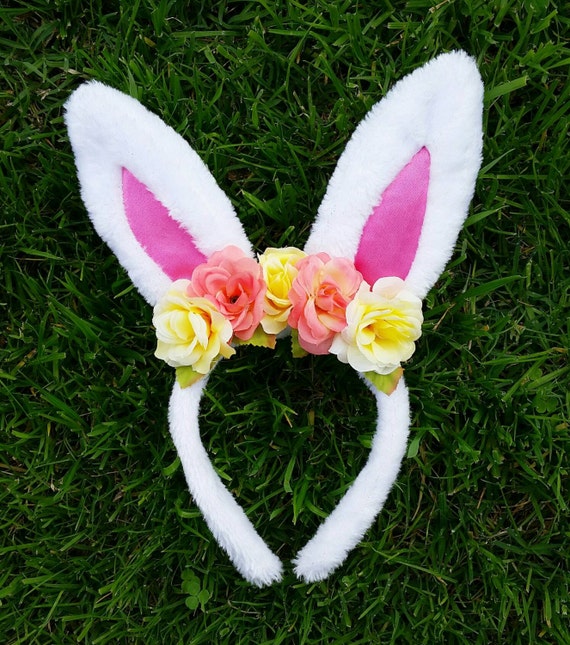 Easter bunny ears flower crown bunny headband Bow rabbit