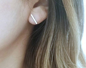 Bar Earrings | simple stud earrings, simple silver bar earrings, simple gold earrings, Minimalist Earrings, line earrings, gold bar earrings