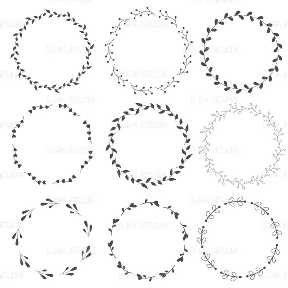 Hand drawn wreath elements clip art laurels vector graphic