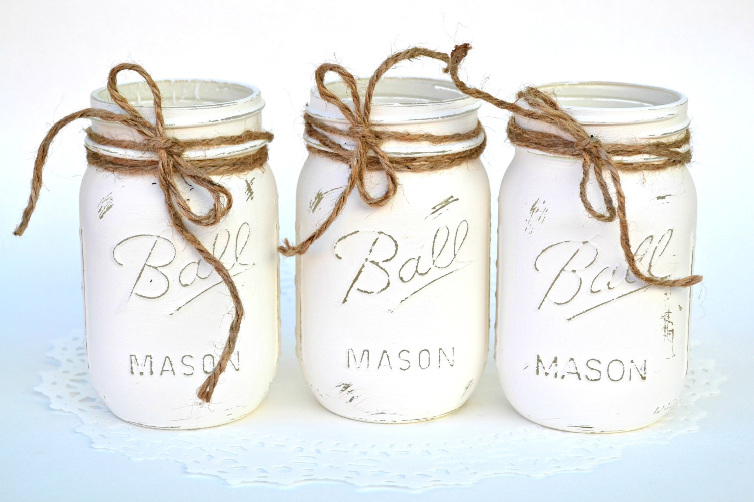 Painted Mason Jars White Mason Jars Bulk Mason Jars Wedding