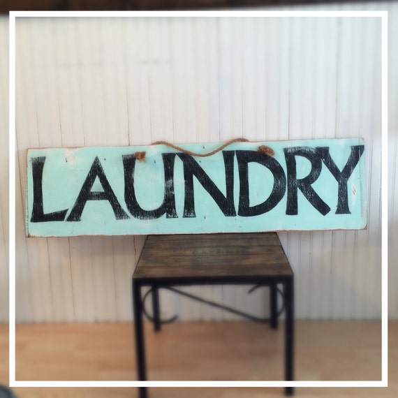 Large 4' Sky Blue LAUNDRY Sign