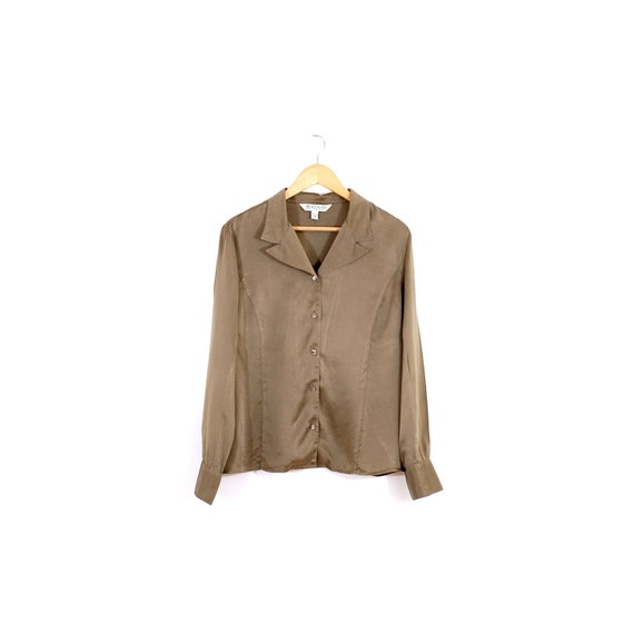 champagne silk button up