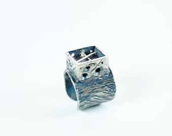 Meteorite Ring Beautiful Band Royal Blue ring made for unisex Sterling silver Hand made One of a kind