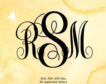 Vine Monogram SVG files, Curly Monogram Letters svg, eps, pdf, instant download font files for silhouette and other cutters, svg font