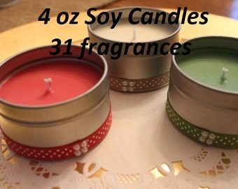 4 oz Soy Candles (10), Clean Burning Soy Candles Favors, 100% Natural Soy Candles, Soy Candles Gifts, Stocking Stuffers, Soy Candle Favors